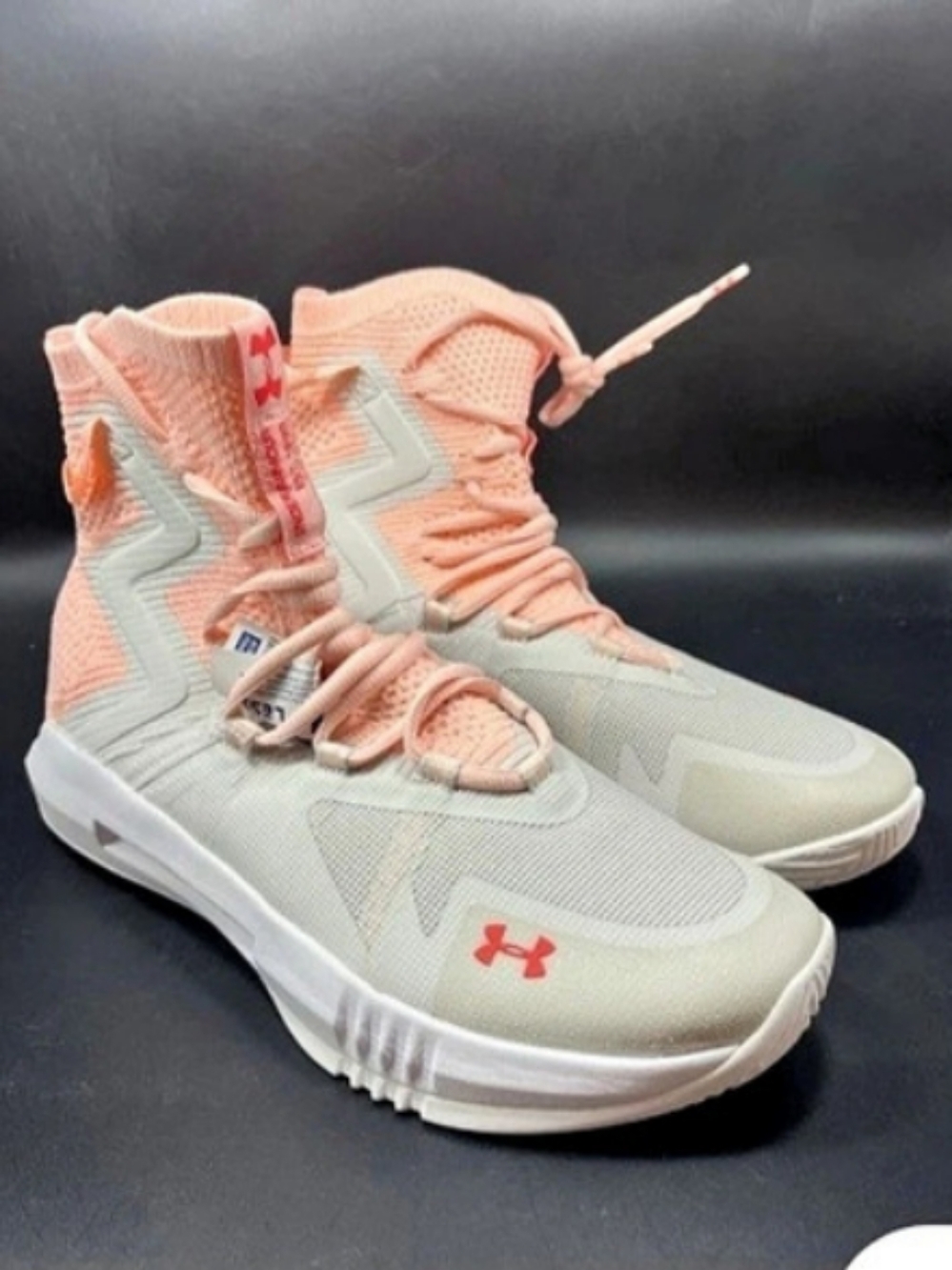 Under Armour Flow Ace Highlight High-Top Athletic Shoes Pink & White NWT